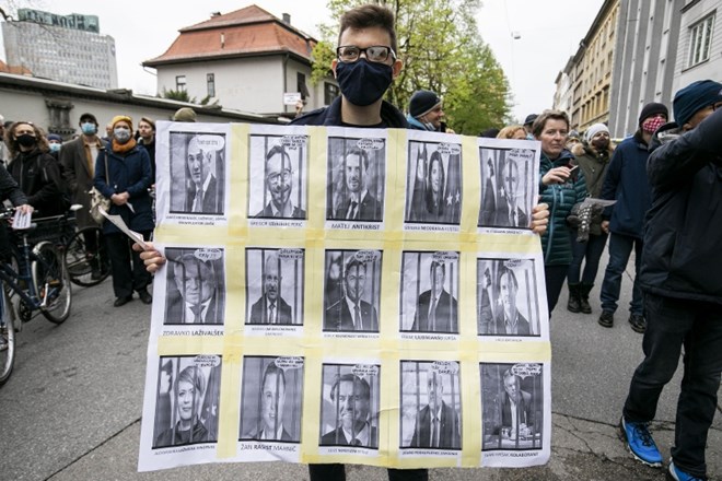 Protivladni protest na Dan upora proti okupatorju v Ljubljani.