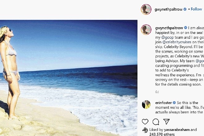 Igralka Gwyneth Paltrow je ustanoviteljica Goopa, spletne strani za boljšo kakovost življenja.