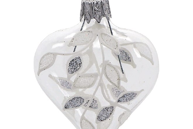 Steklen božični okrasek v belo-srebrni barvi Ego Dekor Heart Bonami.si