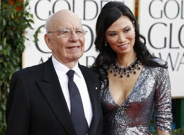 Rupert Murdoch z ženo Wendi Deng na podelitvi Zlatih globusov.
