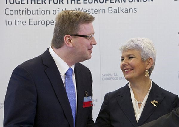 Evropski komisar za širitev Štefan Füle in hrvaška premierka Jadranka Kosor