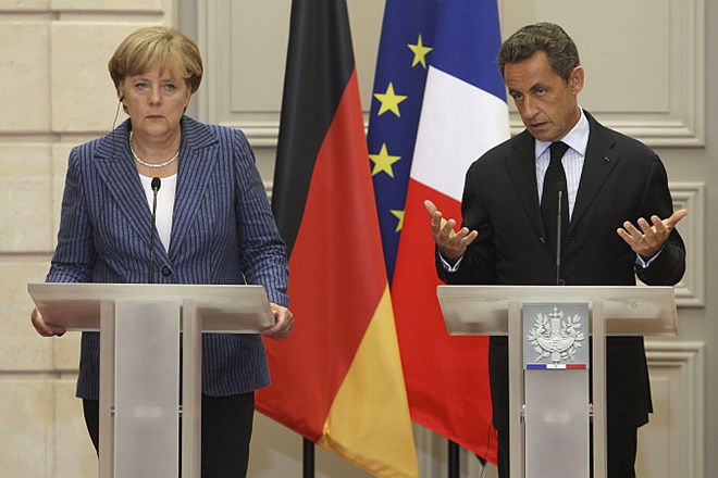 Angela Merkel in Nicolas Sarkozy