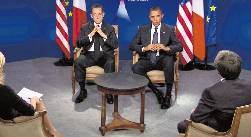 Sarkozy (levo) in Obama