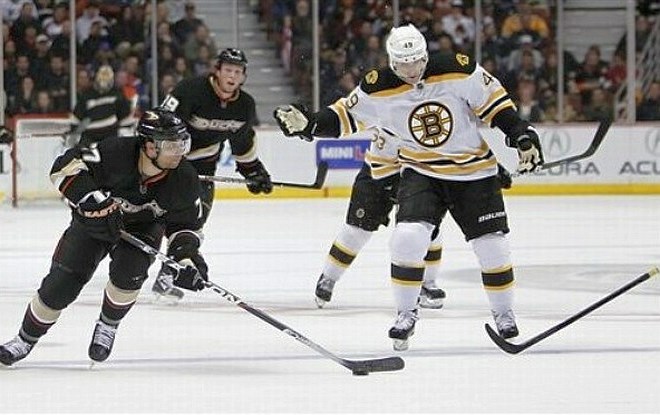 Anaheim Ducks je izgubil proti vodilnemu moštvu severovzhodne skupine Boston Bruins z 2:3.