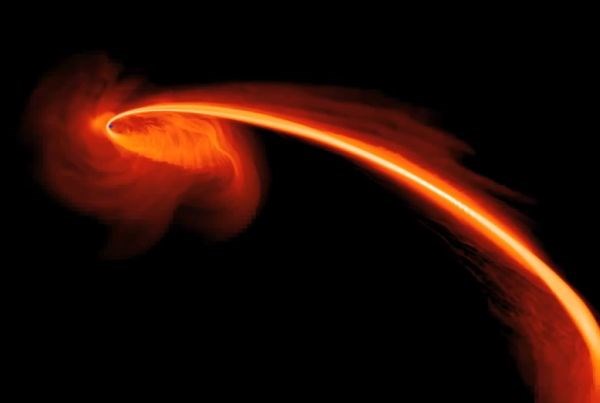 Simulacija črne luknje med požiranjem zvezde.