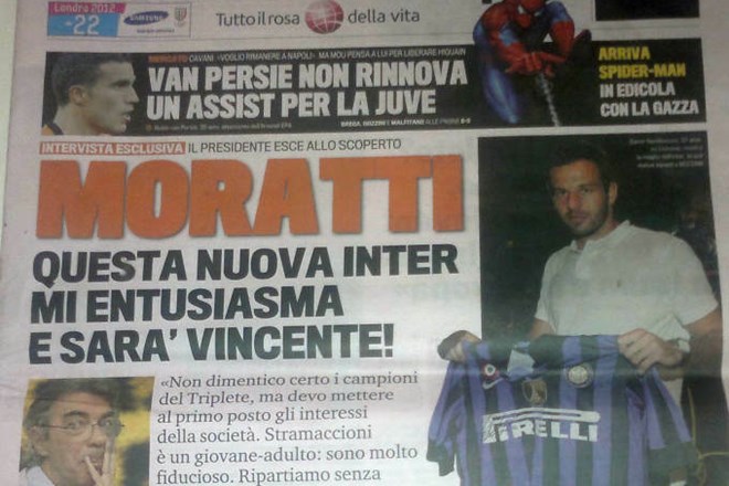 Naslovnica današnje la Gazzette delllo Sport.