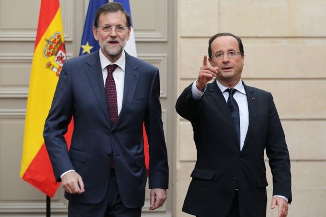 Španski premier Mariano Rajoy in francoski predsednik Francois Hollande.