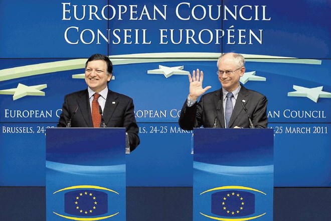 Dva »šefa« EU:  predsednik evropske komisije Jose Manuel  Barroso in predsednik sveta EU Herman Van Rompuy.