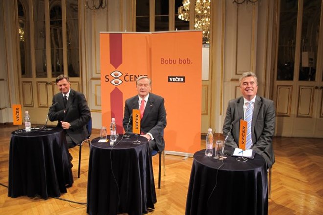 Borut Pahor, Danilo Türk in Milan Zver na prvem soočenju predsedniških kandidatov.