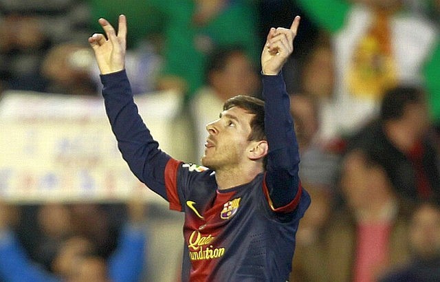 Lionel Messi je sinoči dosegel 85. in 86. gol v letu 2012. 