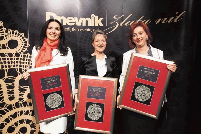 Direktorice najboljših zaposlovalcev Zlate niti 2011 (z leve): Biljana Weber (Microsoft Slovenija), Sonja Gole (Adria Mobil)...