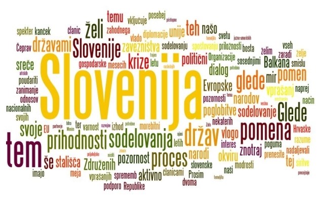 S programom Wordle smo analizirali govor predsednika države Boruta Pahorja diplomatskemu zboru. Največje besede ponazarjajo...