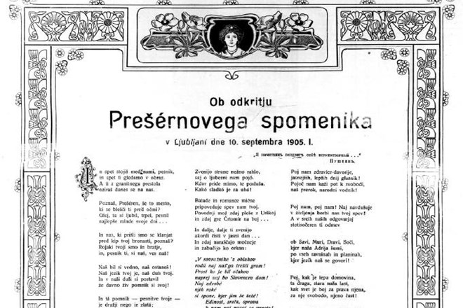 Anton Aškerc je odkritje Prešernovega spomenika v Slovenskem narodu (9. septembra 1905) počastil s priložnostno pesmijo, ki...