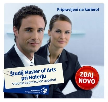 Kadrovski oglas: Študij Master od Arts pri Hoferju 
