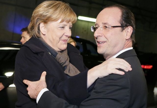 Angela Merkel in Francois Hollande. 