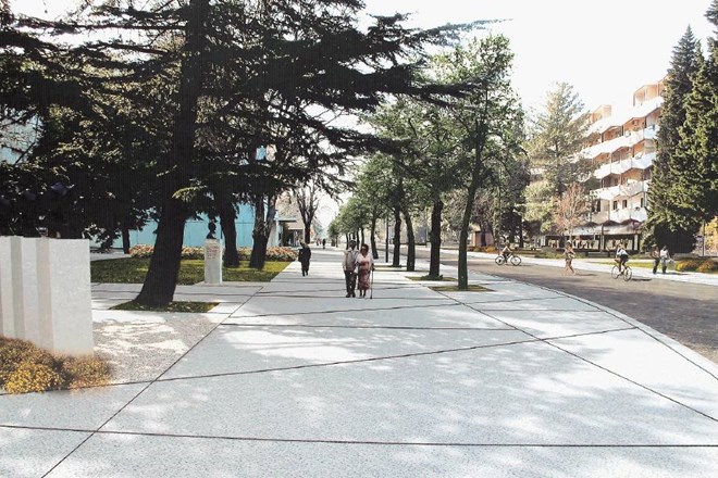 Predlagana ureditev središča Nove Gorice, ki je precej bolj prijazna pešcem. 