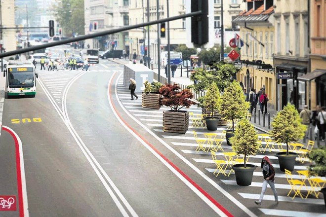 Tako bo po novem videti odsek Slovenske ceste, na katerem bo dovoljen le javni promet. V prihodnosti pa namerava občina...