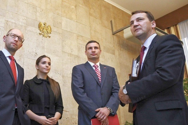 Vitalij Kličko (v sredini) bo marca 2015 kandidiral za predsednika Ukrajine. (Foto: Reuters) 