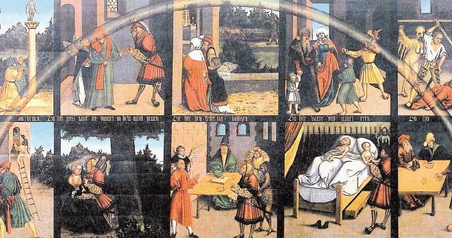 Deset božjih zapovedi, Lucas Cranach st. (15/16. stol.),  mestna hiša Wittenberg 