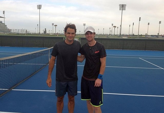 Kavčič je v zadnjih dneh treniral tudi z Rogerjem Federerjem. (Foto: blazkavcic.com) 