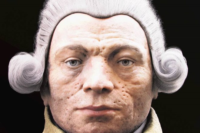Nova rekonstrukcija Robespierrovega obraza, ki jo je Philippe Froesch naredil na osnovi revolucionarjeve posmrtne maske. 