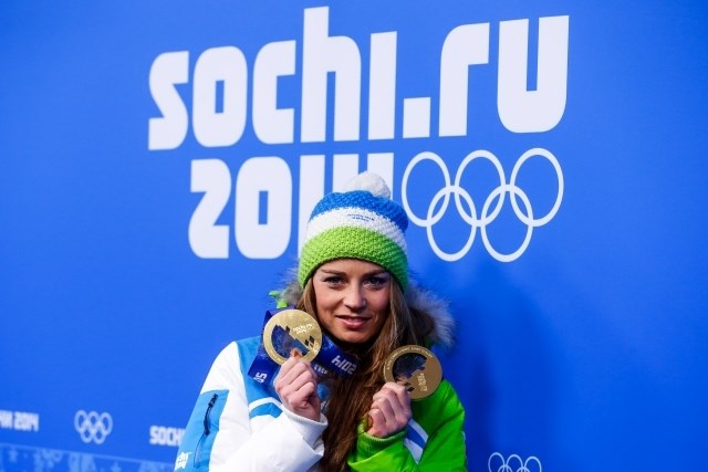 Tina Maze je z dvema zlatima medaljama najuspešnejša alpska smučarka ZOI v Sočiju. (foto: Stanko Gruden / STA) 
