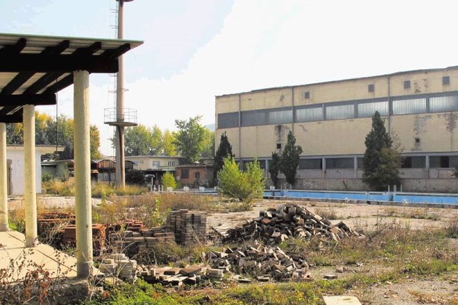 Pogled na propadajoči bazenski kompleks pri krški tovarni papirja, ki ga bodo, če bo aprila tako odločila volja občinskih...