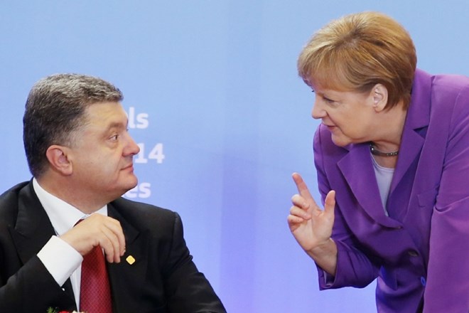 Ukrajinski predsednik Petro Porošenko in nemška kanclerka Angela Merkel.    