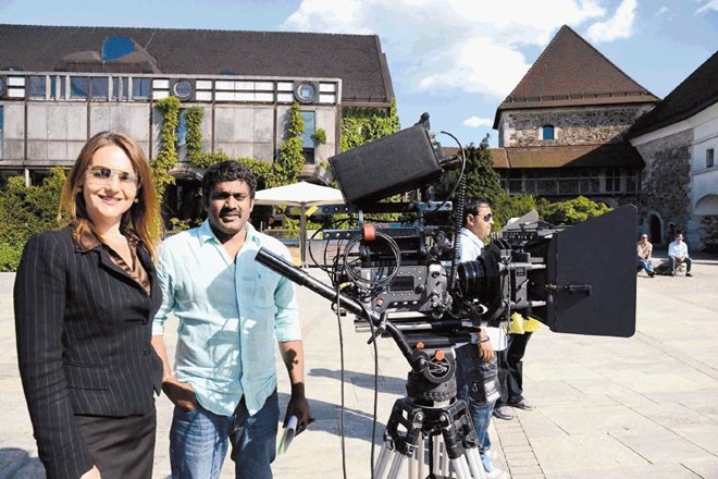 Katarina Karlovšek z Veerabhadramom Chowdaryjem, ki je režiral film Bhai s skoraj sedemmilijonskim proračunom. 
