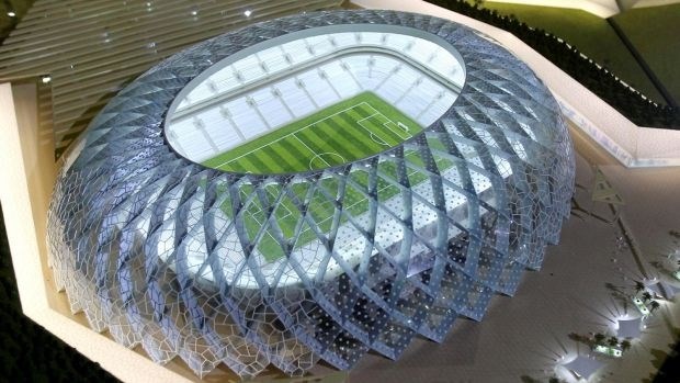 Maketa stadiona, ki ga bodo zgradili v Katarju za svetovno prvenstvo v nogometu leta 2022. 