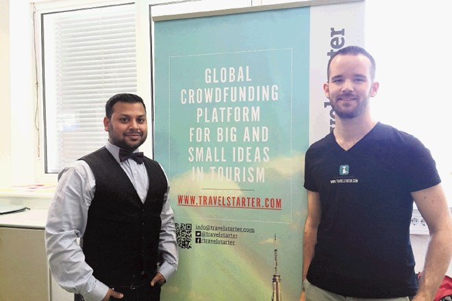 Syed Bashar in Blaž Jemc, del ekipe TravelStarter, platforme za množično financiranje turističnih projektov. 