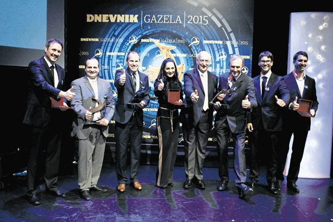 Predstavniki najboljše šesterice gazel leta 2015: Elvis Paćelat, direktor Amplexor Adriatica (prej Infotehna Skupina), Jernej...