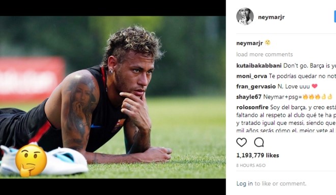 Kaj sporoča Barceloni zamišljeni Neymar?