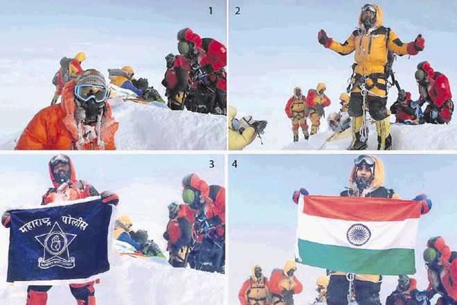 Originali (zgoraj) in ponarejene fotografije z vrha Everesta.