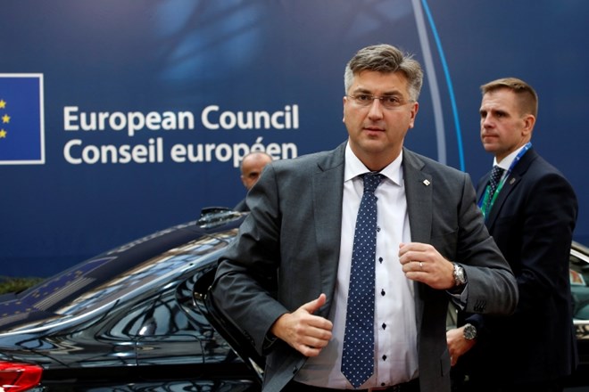 Hrvaški premier Andrej Plenković včeraj na vrhu EU v Bruslju.