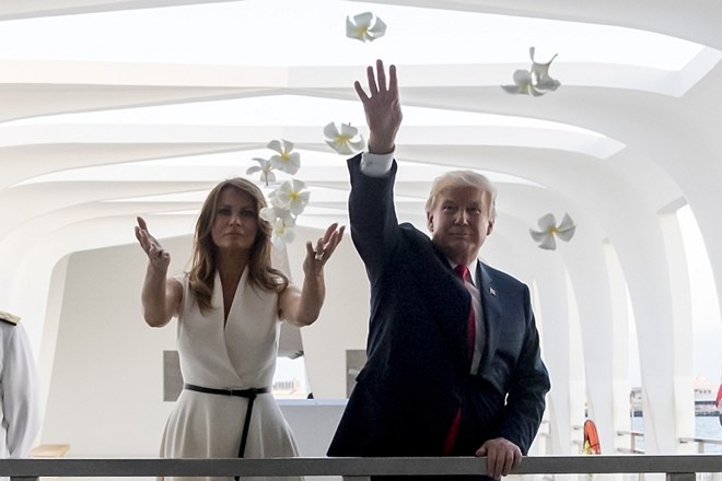 Ameriška prva dama Melania Trump s soprogom Donaldom Trumpom.