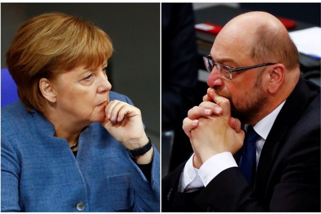 Angela Merkel in Martin Schulz