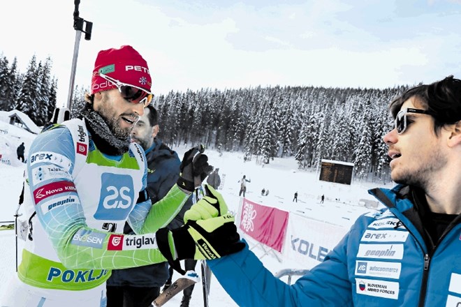 Klemen Bauer (desno Miha Podgornik) pravi, da si je biatlonska štafeta zaslužila pot na olimpijske igre.