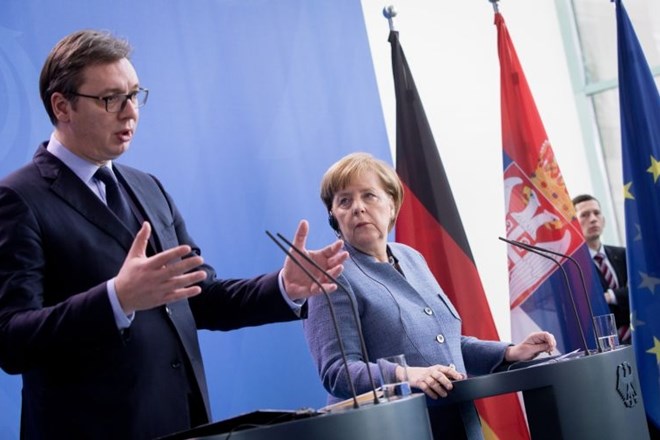 Srbski predsednik Aleksandar Vučić in nemška kanclerka Angela Merkel