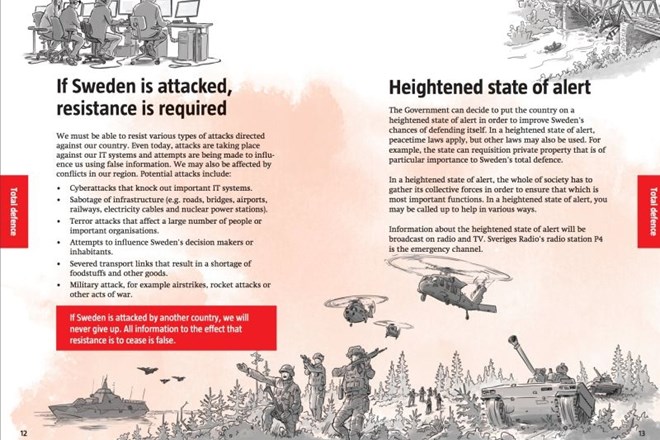 Švedska izdala brošuro v primeru vojne