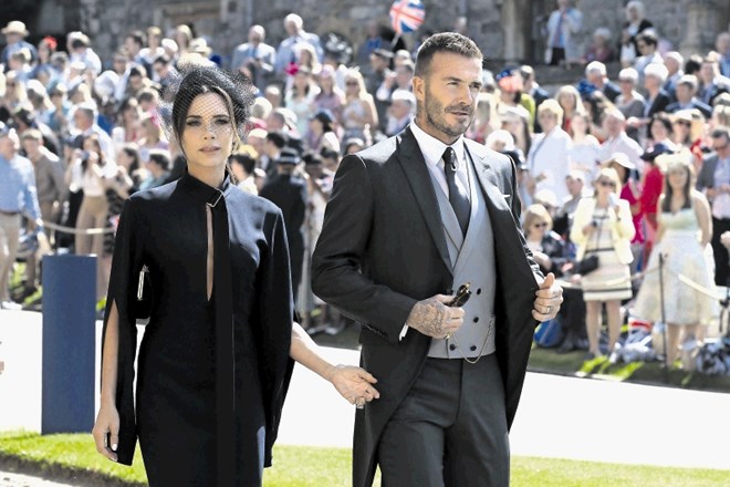 David Beckham je blestel, medtem ko se je njegova žena držalo bolj kislo.