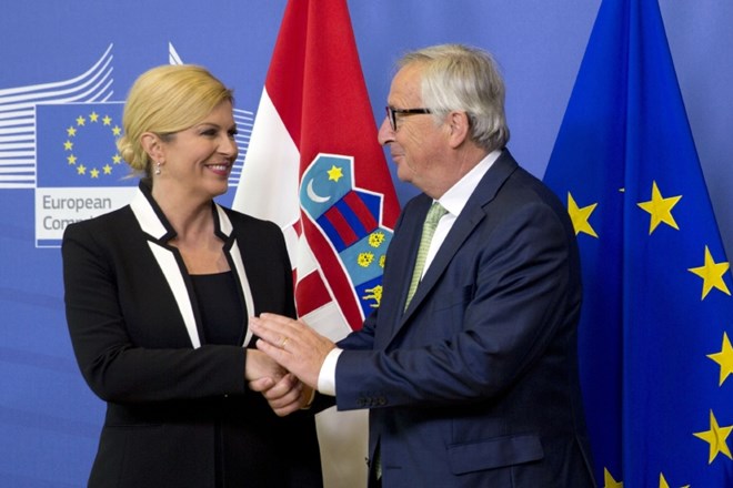 Predsednik evropske komisije Jean-Claude Juncker in hrvaška predsednica Kolinda Grabar-Kitarović.
