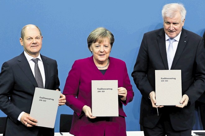Komaj tri mesece je, kar je nova izdaja nemške velike koalicije prevzela posle. Z leve: takratni predsedujoči SPD Olaf...