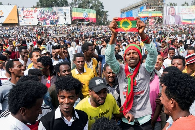 Podporniki novega premierja Etiopije Abiyja Ahmeda.