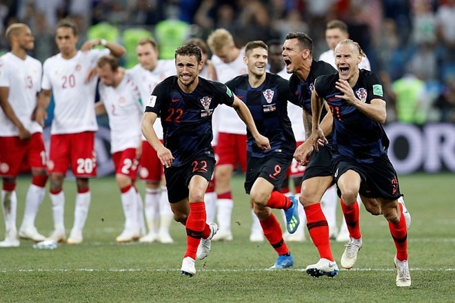 Takole so se hrvaški nogometaši veselili napredovanja v četrtfinale po enajstmetrovkah z Dansko.