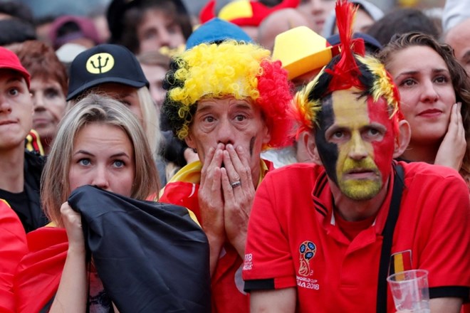 Belgijski navijači so tudi na postaji metroja podoživljali boleč poraz.