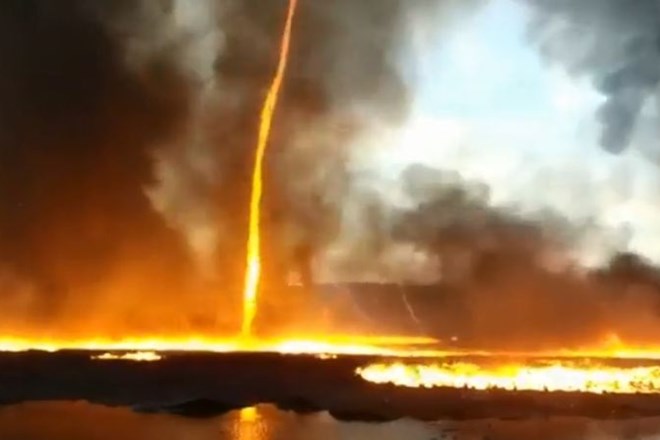 #video V Angliji divjal ognjeni tornado