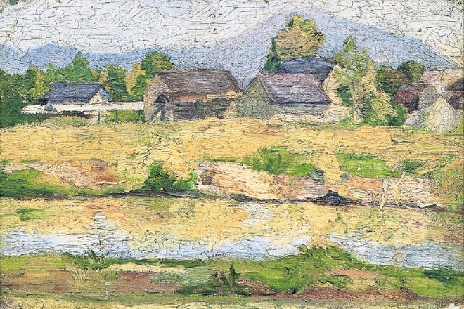 Rihard Jakopič: Ob Gradaščici; olje, platno, 30,8 x 41,5 cm