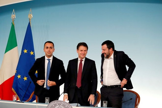 Vodja populističnega Gibanja 5 zvezd Luigi Di Maio, premier Giuseppe Conte in notranji minister Matteo Salvini.