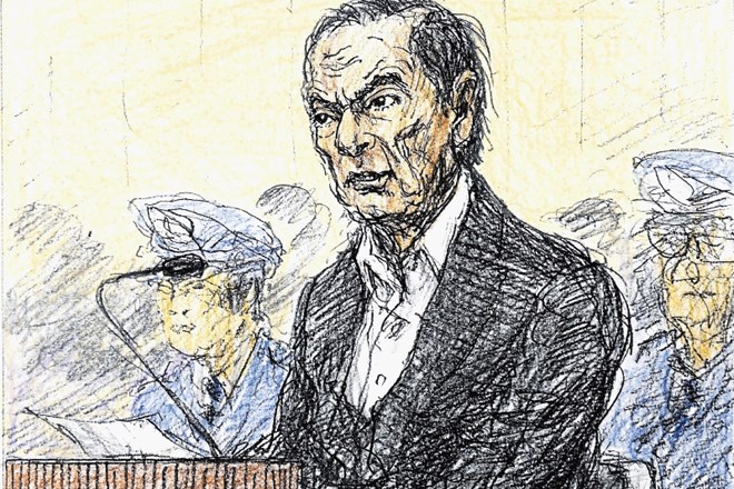 Risba Carlosa Ghosna z zaslišanja na tokijskem sodišču